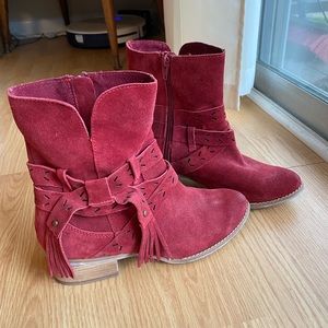 Deep Red Suede Western Boots